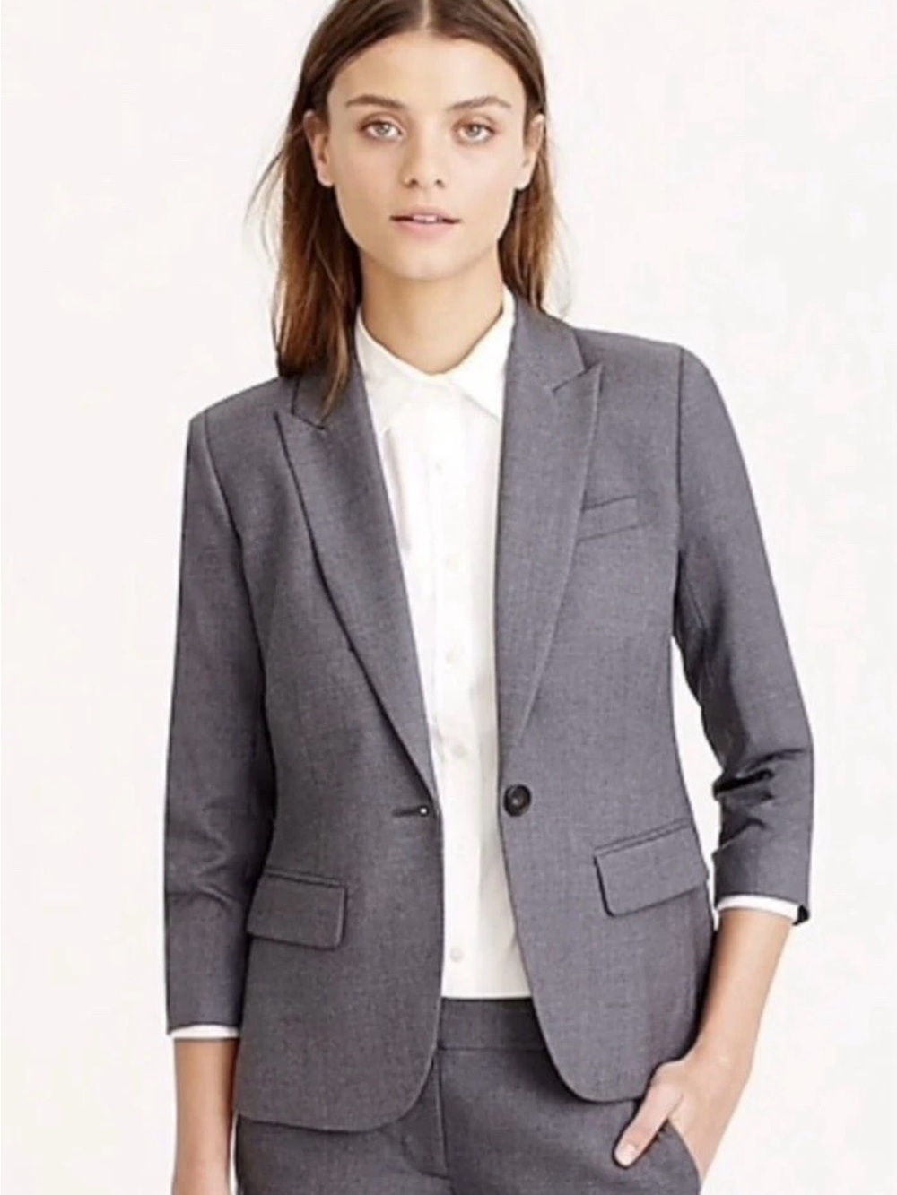 J.CREW Super 120’s Blazer Gray Wool Lined Jacket Sz 10